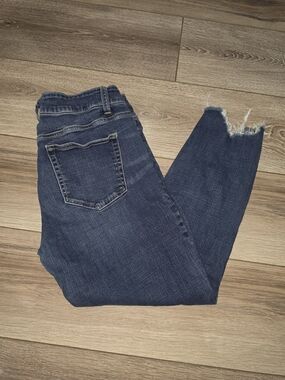 Women's Dark Blue Raw Hem Stretch Jeans REFINED by DAYTRIP